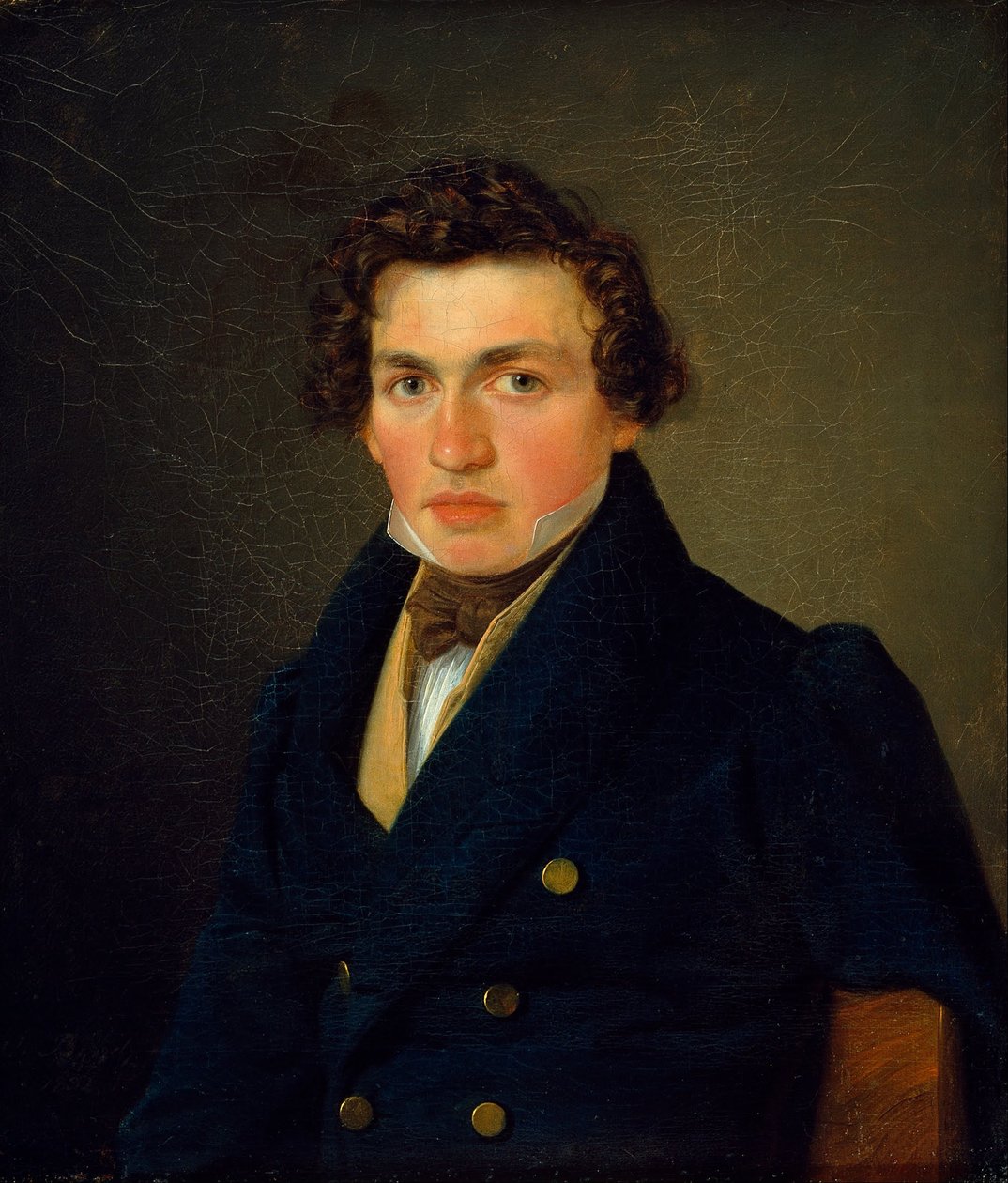 Egy fiatalember portréja. alkotó: Wilhelm Bendz