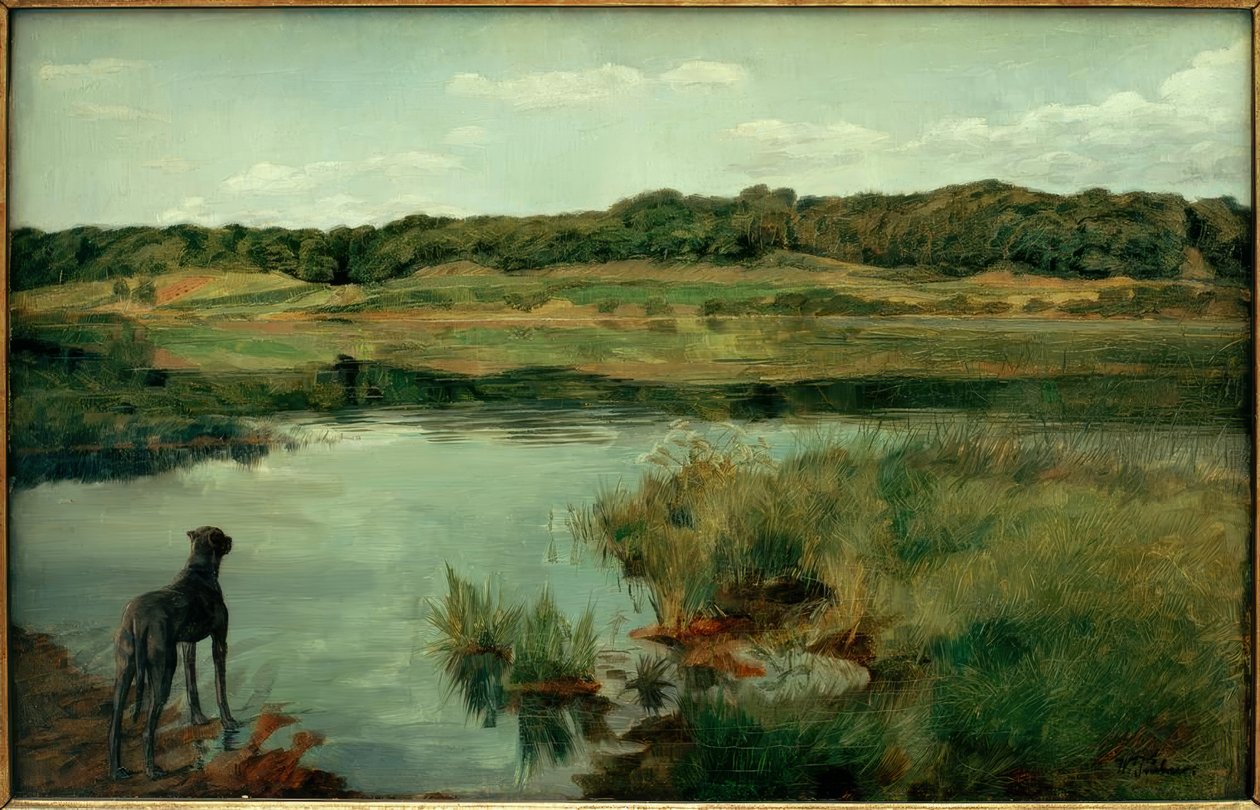 W.Trübner, Dogge am Weßlinger See alkotó: Wilhelm Trübner