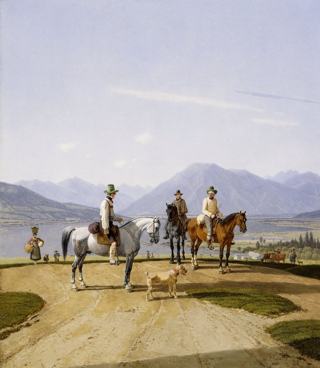 Lovasok a Tegernsee-ben, 1838 alkotó: Wilhelm Alexander Kobell