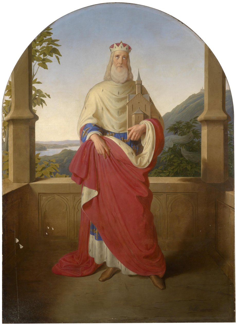 Bogdan Mandic, ou Frere Leopold dit Leopold de Castelnuovo - Saint Leopold devant le Danube et la montagne Leopoldsberg - Szent Lipót a Duna előtt és a Leopoldsberg a háttérben, Rieder, Wilhelm August (1796-1880). Olajfestmény alkotó: Wilhelm August Rieder