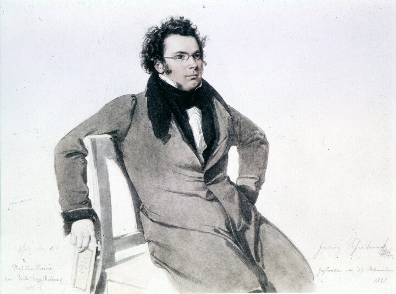 Franz Schubert (1797-1828), August Reider akvarellje alkotó: Wilhelm August Rieder