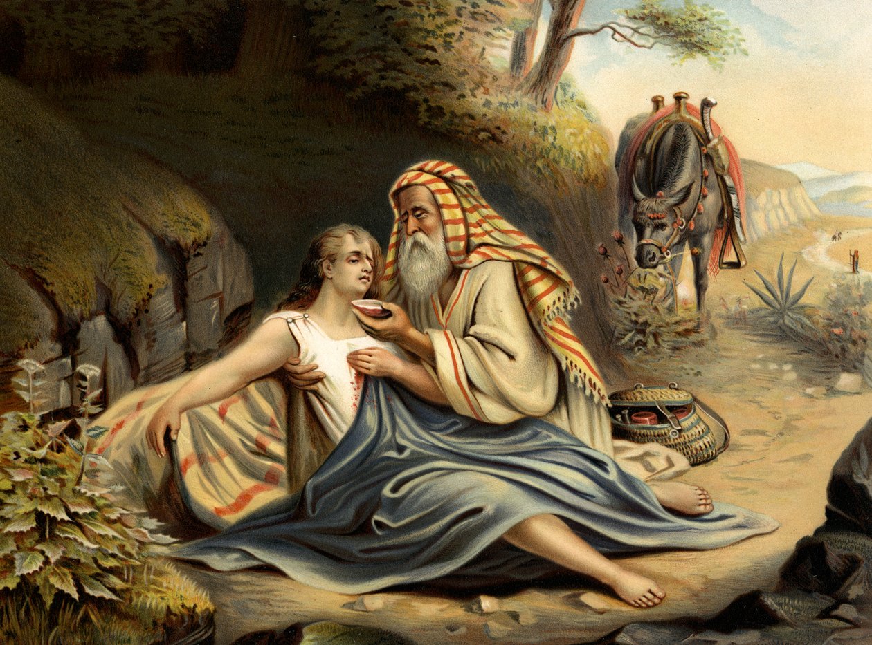 Az irgalmas szamaritánus (színes litó) alkotó: Wilhelm Ebbinghaus