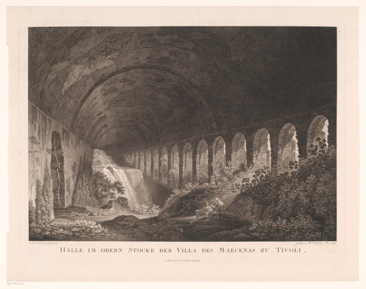 Nem a Villa Maecenas istállójában, Tivoliban Hall a tivoli Maecenas villájának felső emeletén (cím a tárgyon) alkotó: Wilhelm Friedrich Gmelin