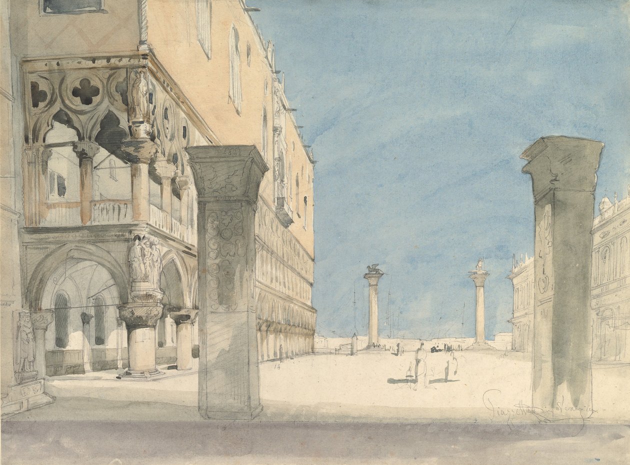 Kilátás a velencei Szent Márk térre, 19. század. alkotó: Wilhelm Gail