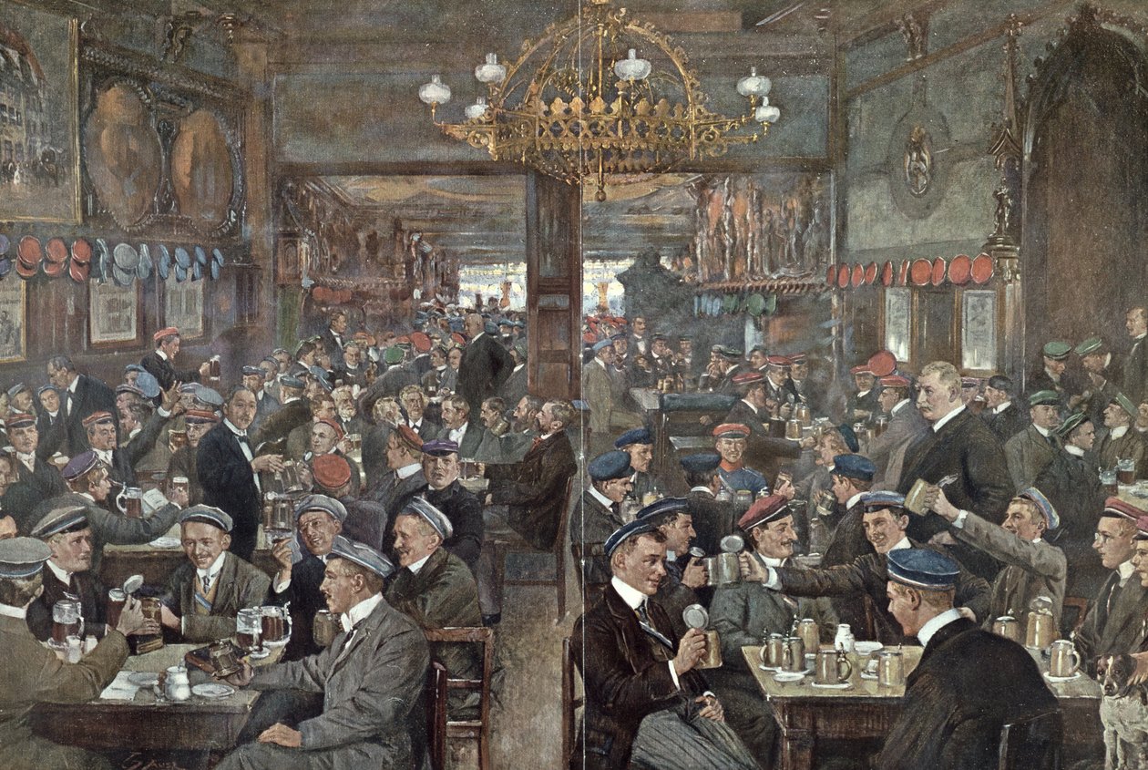 A lipcsei Thuringer Hof diáksörözője, 1900 körül alkotó: Wilhelm Gause