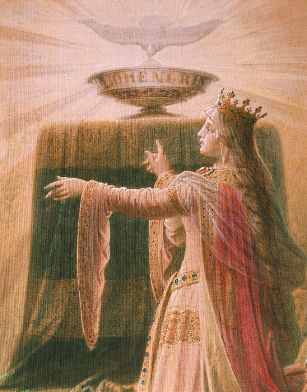 A Grál csodája, a Lohengrin Saga-ból, Szalon (olaj, vászon) (419256 részlet) alkotó: Wilhelm Hauschild
