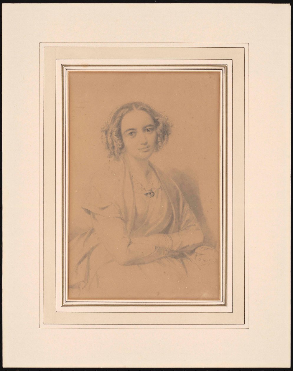 Fanny Hensel zeneszerző portréja, született Mendelssohn 1805-1847, 1847. alkotó: Wilhelm Hensel
