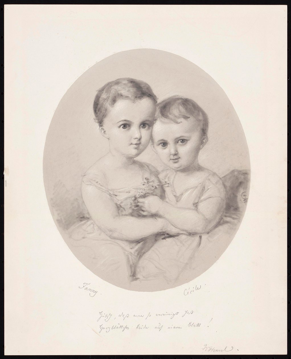Az unokák, Fanny és Cécile Hensel, 1860 körül. alkotó: Wilhelm Hensel