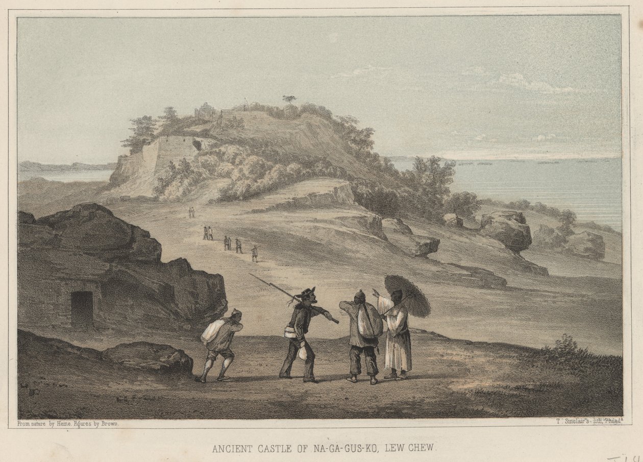 Na-Ga-Gus-Ko ősi vára, Lew Chew, 1855 alkotó: Wilhelm Joseph Heine