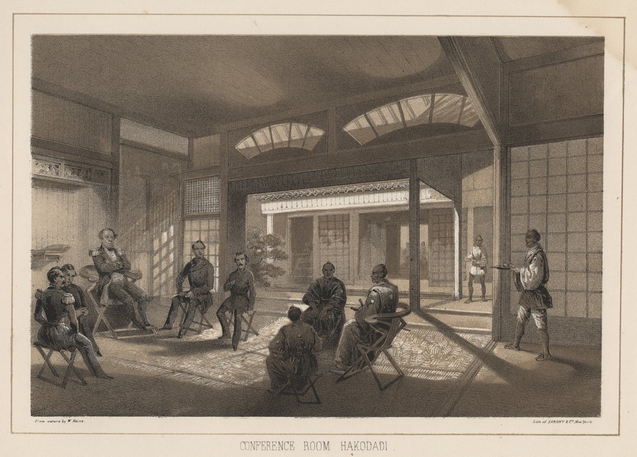 Konferenciaterem, Hakodadi, 1855 alkotó: Wilhelm Joseph Heine