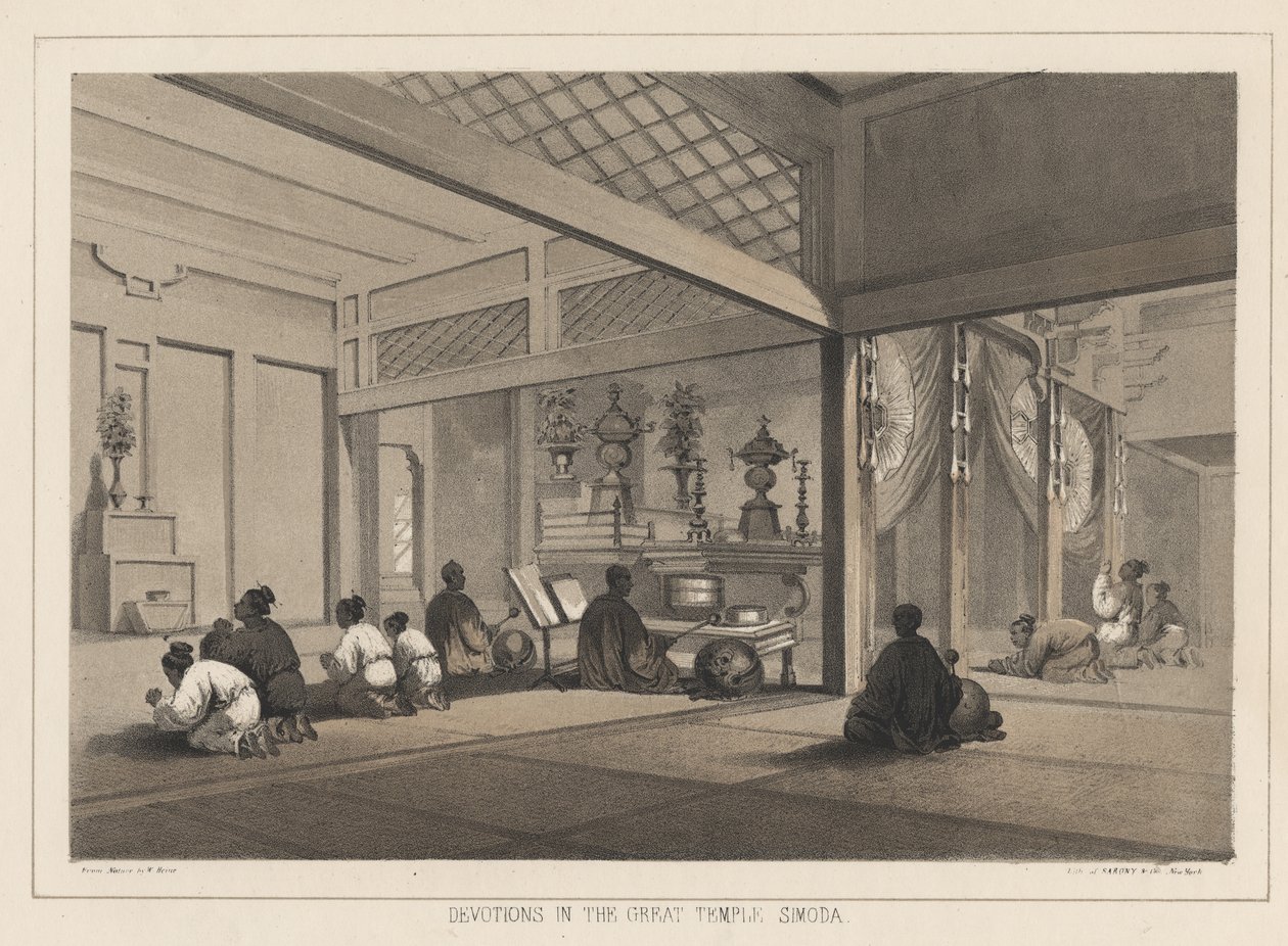 Áhítatok a Nagy Templomban, Simoda, 1855 alkotó: Wilhelm Joseph Heine