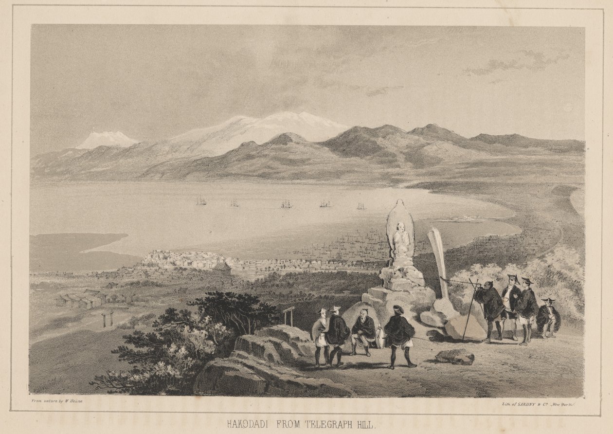Hakodadi a Telegraph Hillről, 1855 alkotó: Wilhelm Joseph Heine