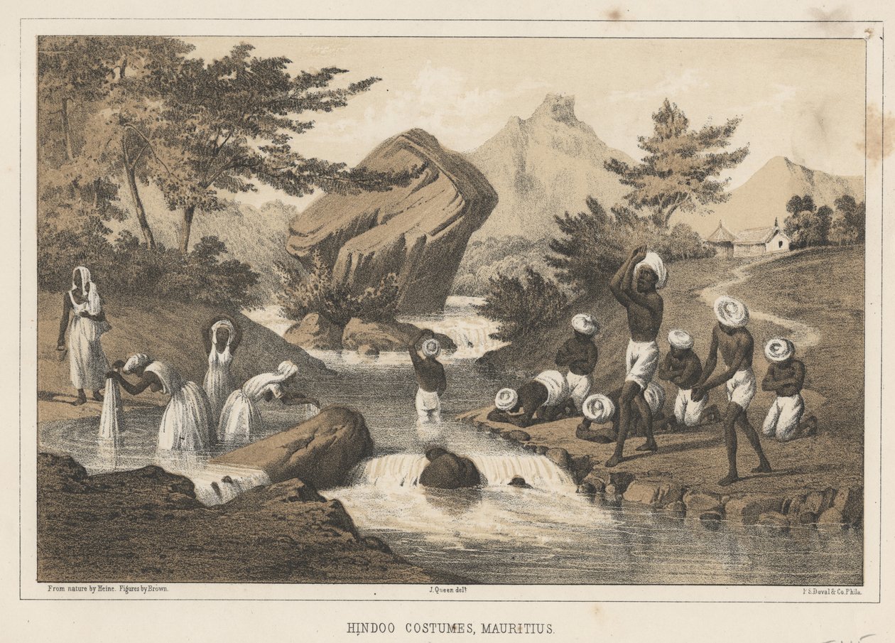 Hindoo Costumes, Mauritius, 1855 alkotó: Wilhelm Joseph Heine