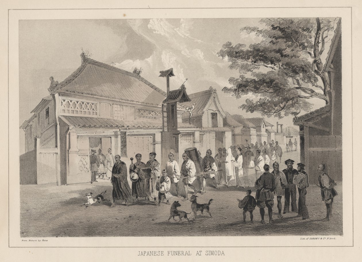 Japán temetés Szimodában, 1855 alkotó: Wilhelm Joseph Heine