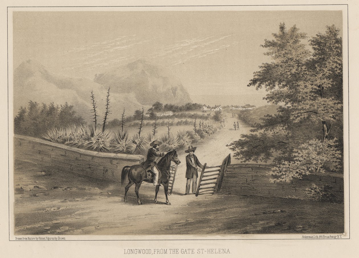 Longwood, A kaputól, St. Helena, 1855 alkotó: Wilhelm Joseph Heine