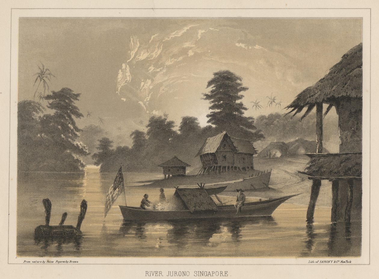 Jurono folyó, Szingapúr, 1855 alkotó: Wilhelm Joseph Heine