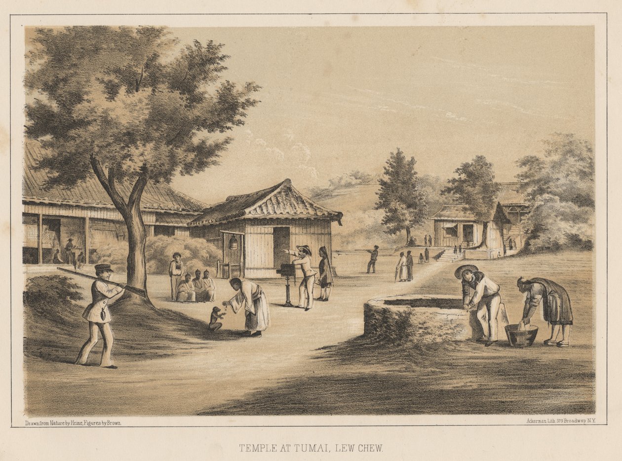 Tumai templom, Lew Chew, 1855 alkotó: Wilhelm Joseph Heine