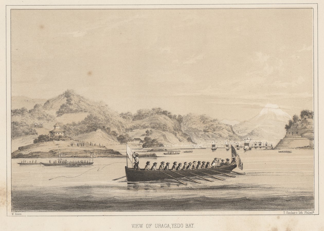 Uraga látképe, Yedo-öböl, 1855 alkotó: Wilhelm Joseph Heine