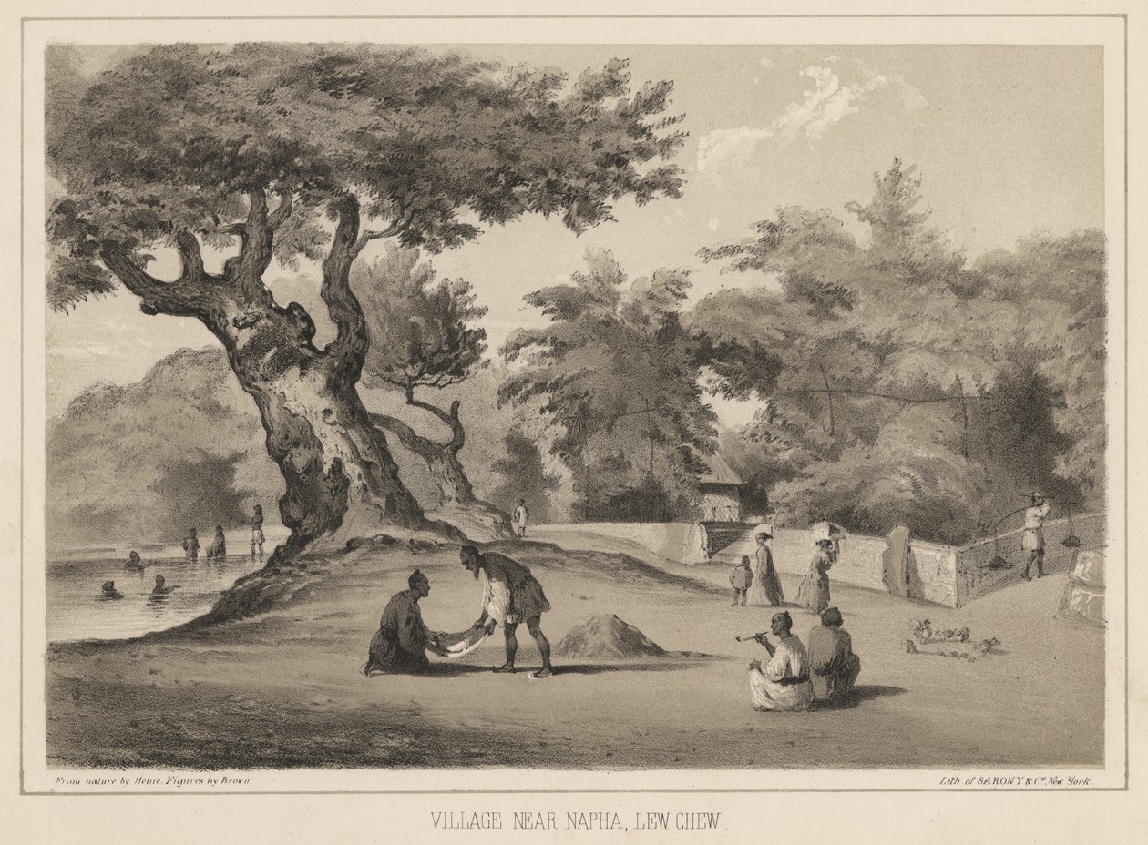 Napha melletti falu, Lew Chew, 1855 alkotó: Wilhelm Joseph Heine