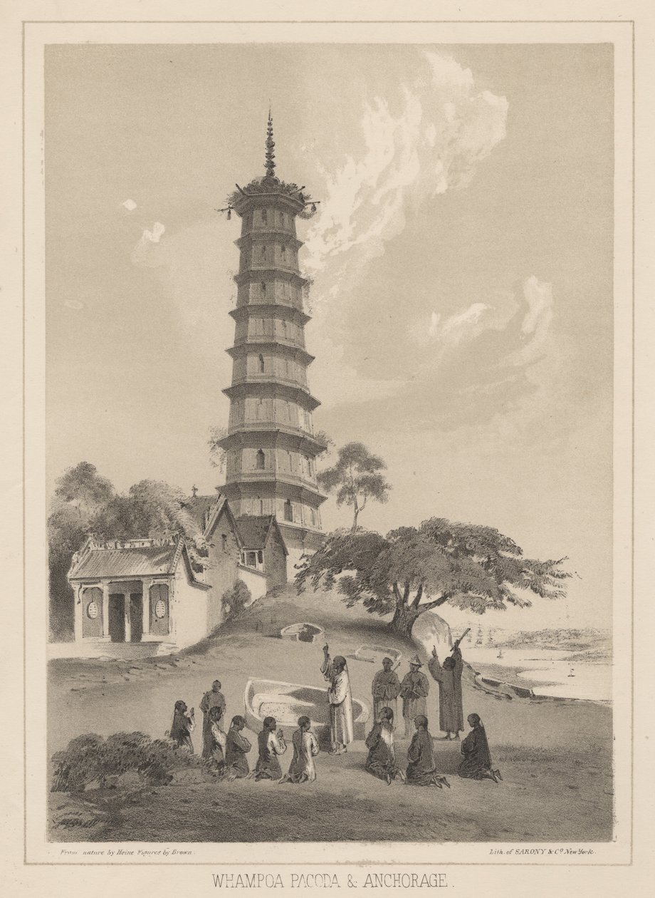 Whampoa pagoda és Anchorage, 1855 alkotó: Wilhelm Joseph Heine