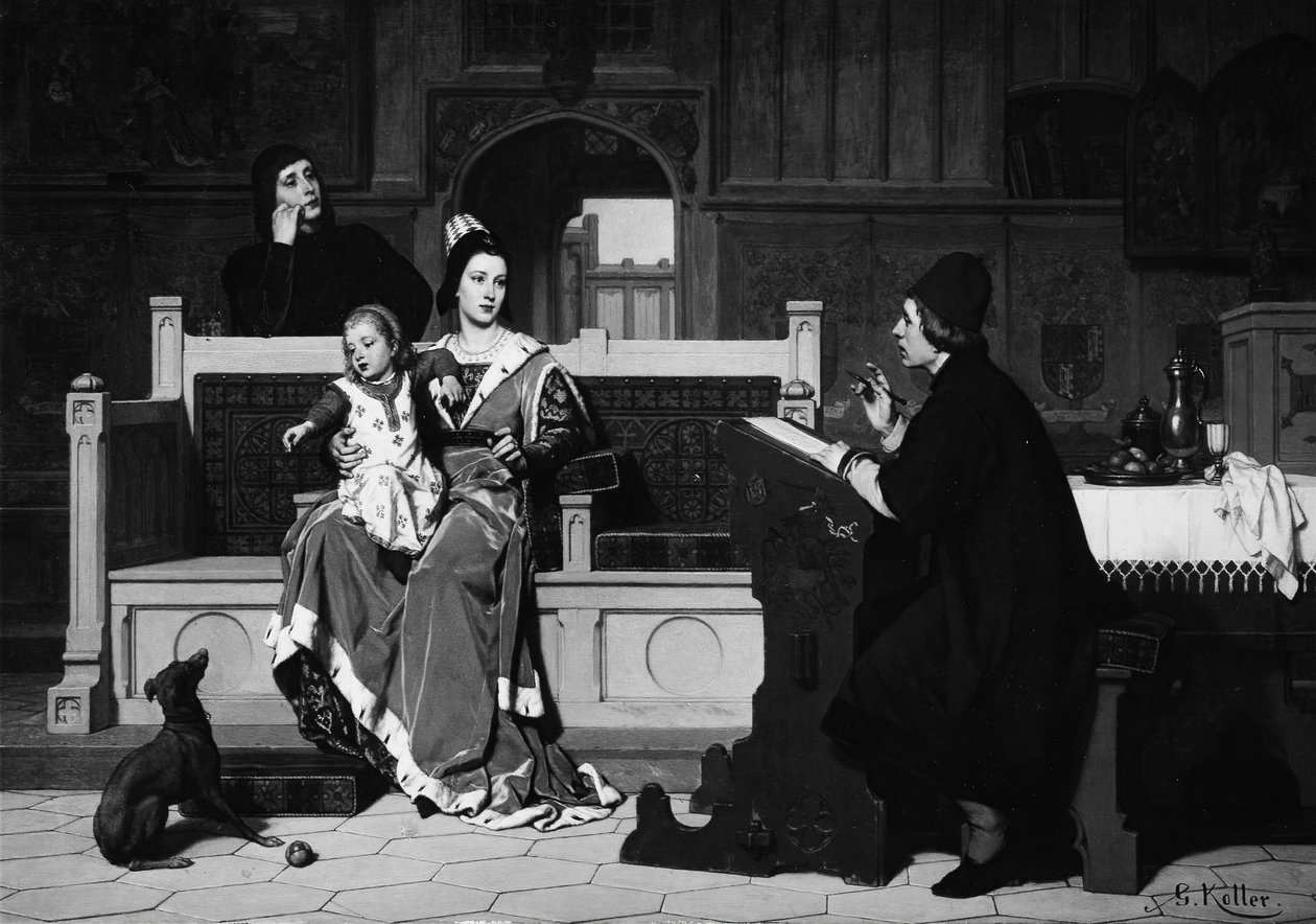 Hugo van der Goes Burgundi Mária portréját festi. alkotó: Wilhelm Koller