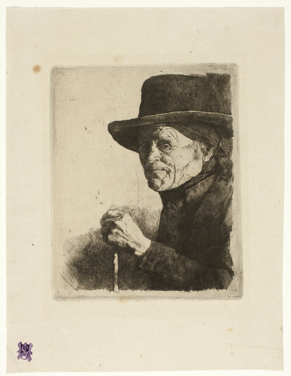 Öreg ember sétapálcával alkotó: Wilhelm Maria Hubertus Leibl