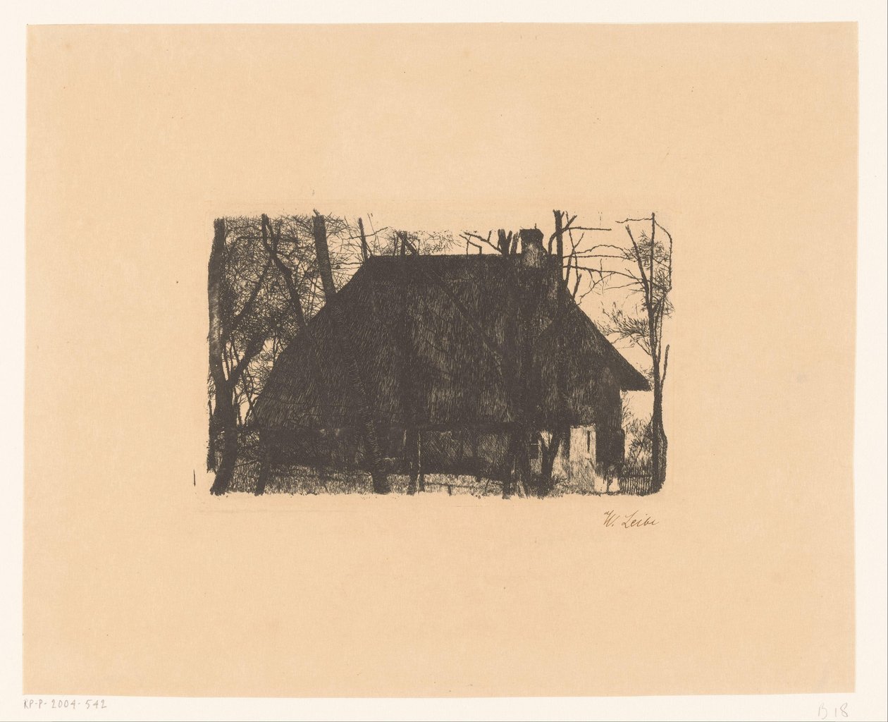 Tanya a csupasz fák között alkotó: Wilhelm Maria Hubertus Leibl (signed by artist)