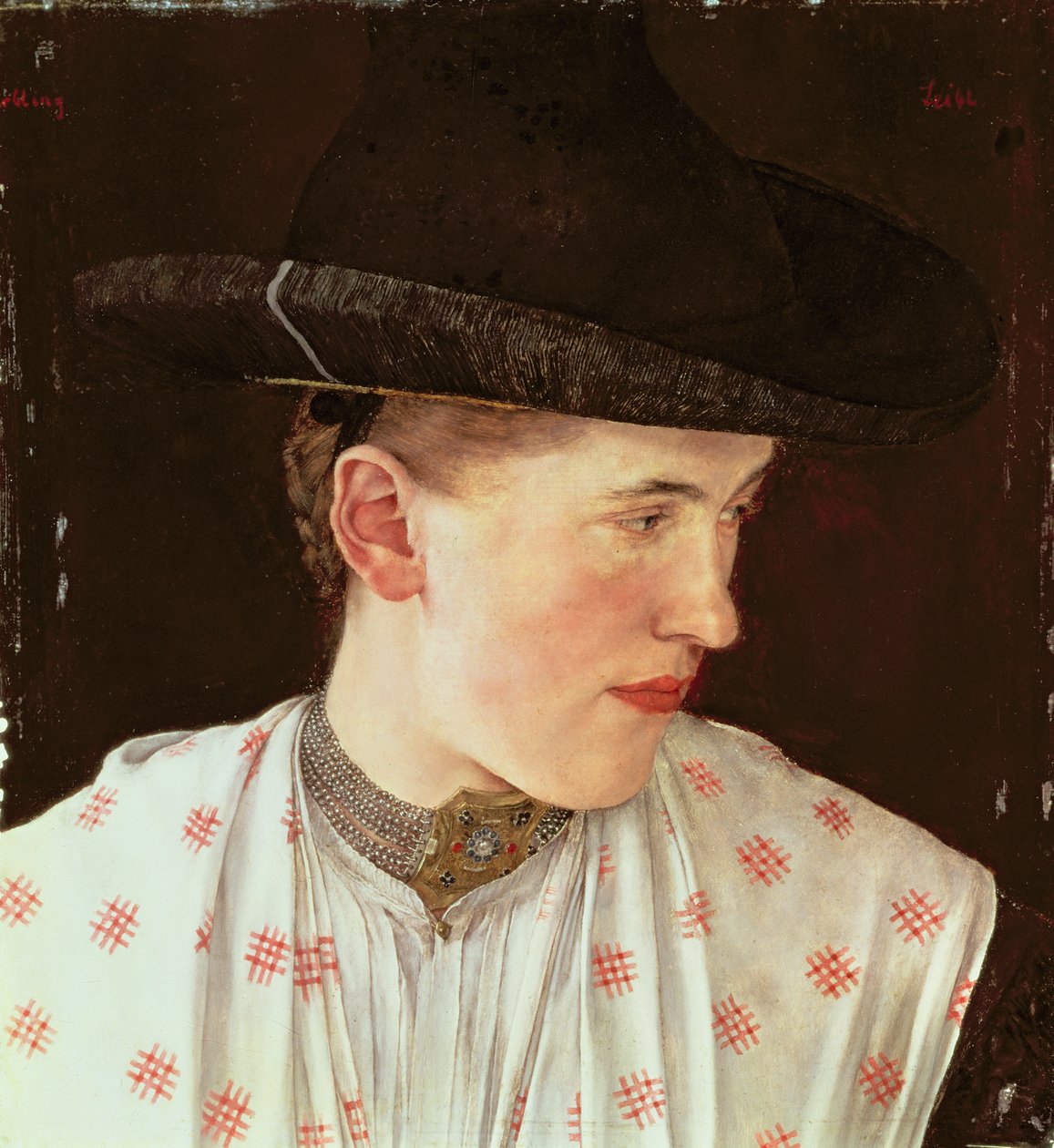 Egy parasztlány feje, 1880 körül alkotó: Wilhelm Maria Hubertus Leibl