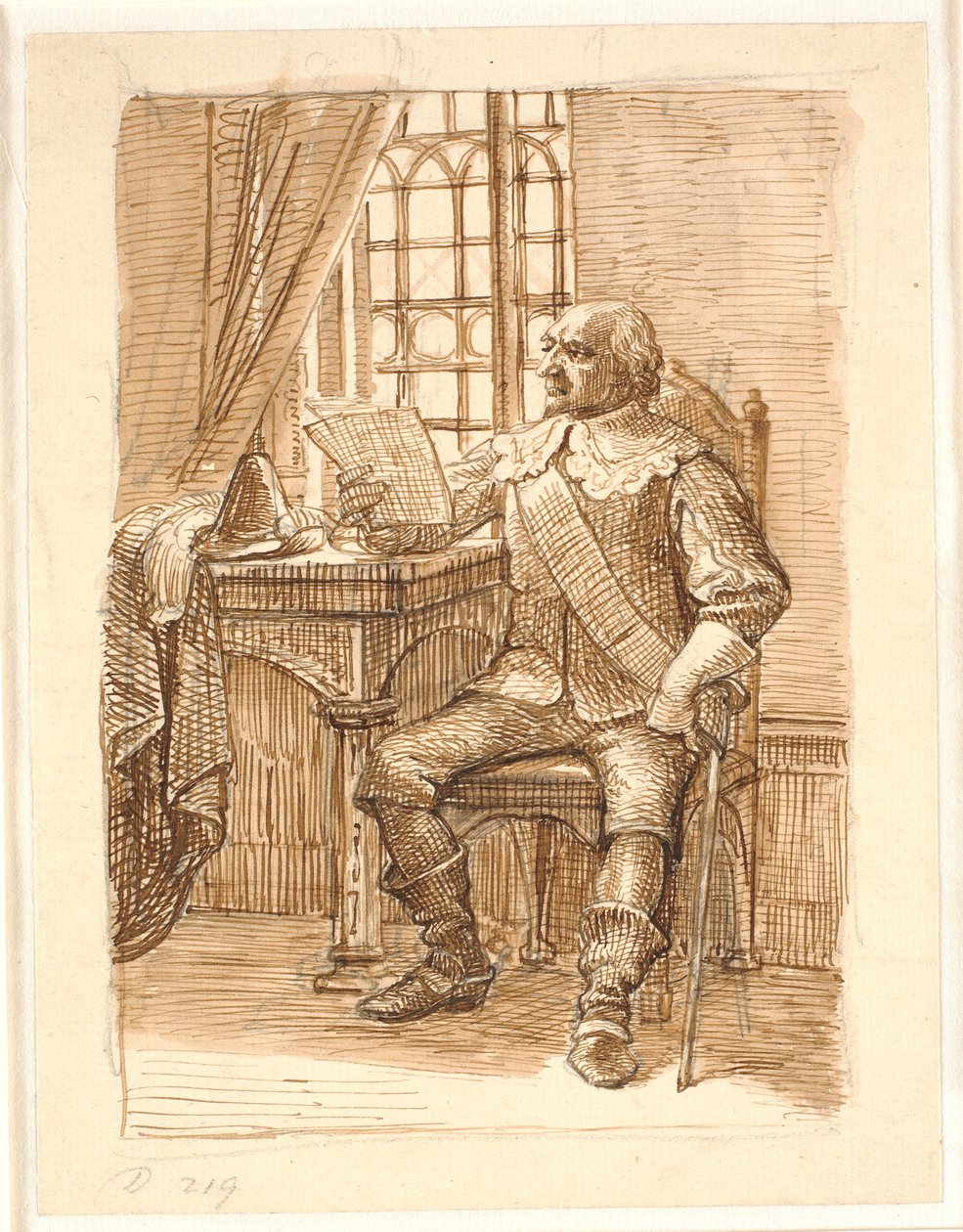 Nemes Chr. 4. ideje leül és levelet olvas alkotó: Wilhelm Marstrand