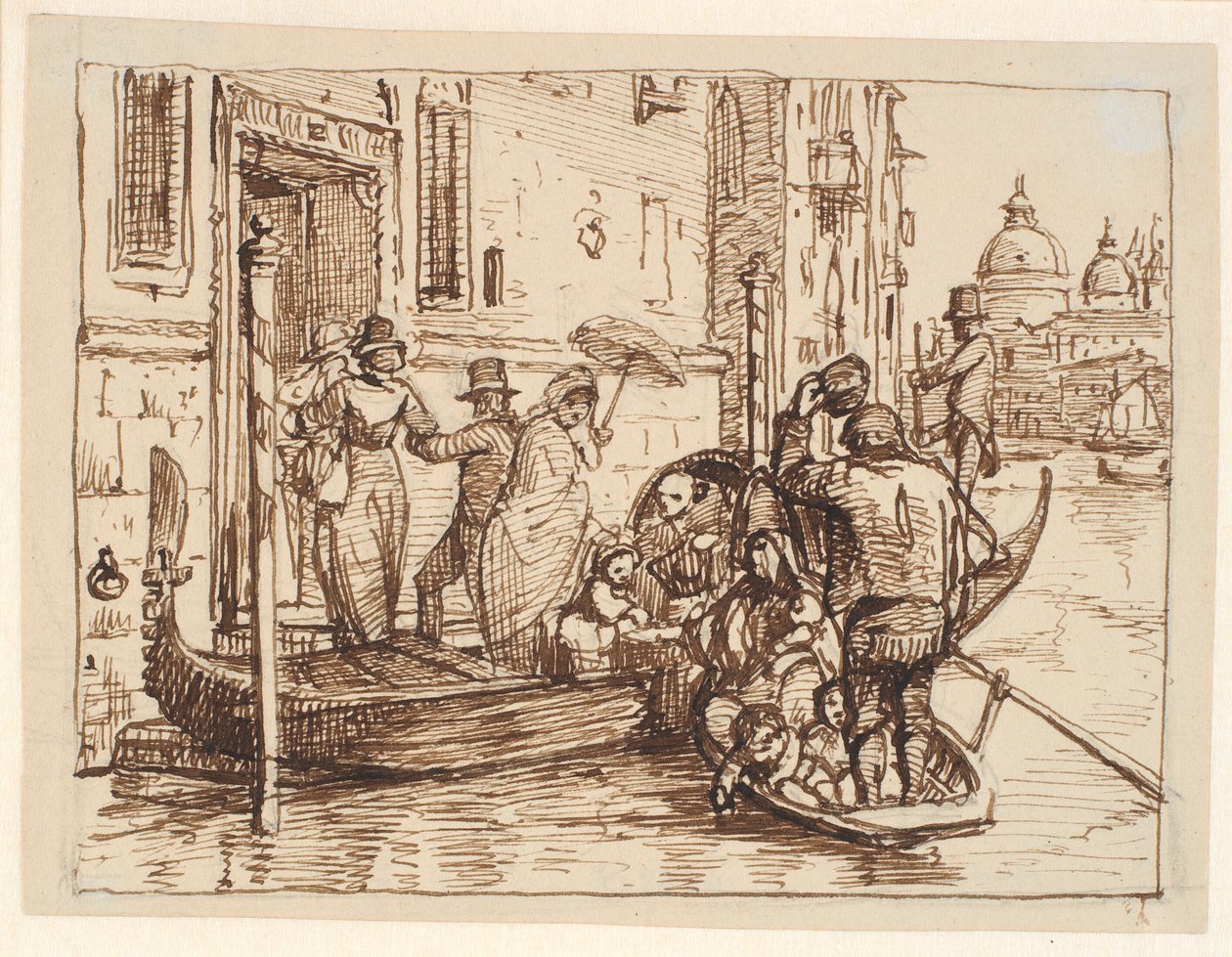Leszállás egy libegőről a Canal Grande-ban Velencében. A háttérben Santa Marie delle Salute alkotó: Wilhelm Marstrand