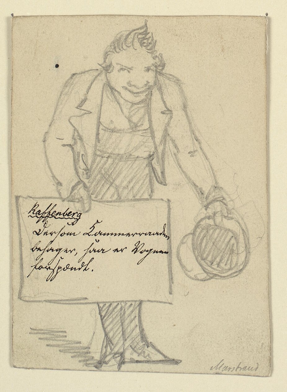 Meghajló kocsis. A meghívó (Raffenberghez) alkotó: Wilhelm Marstrand
