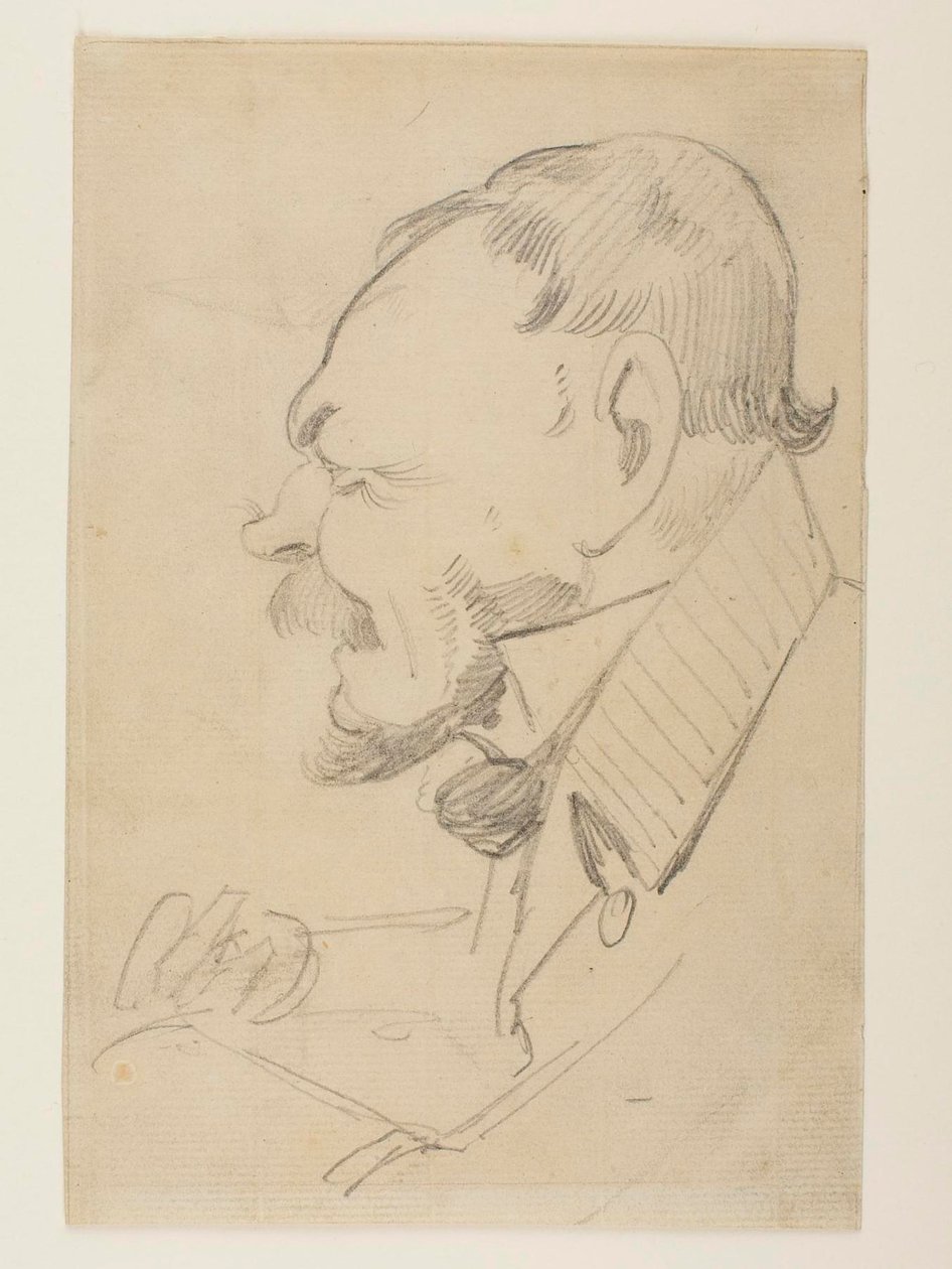 Gottlieb Bindesbøll karikatúrája alkotó: Wilhelm Marstrand