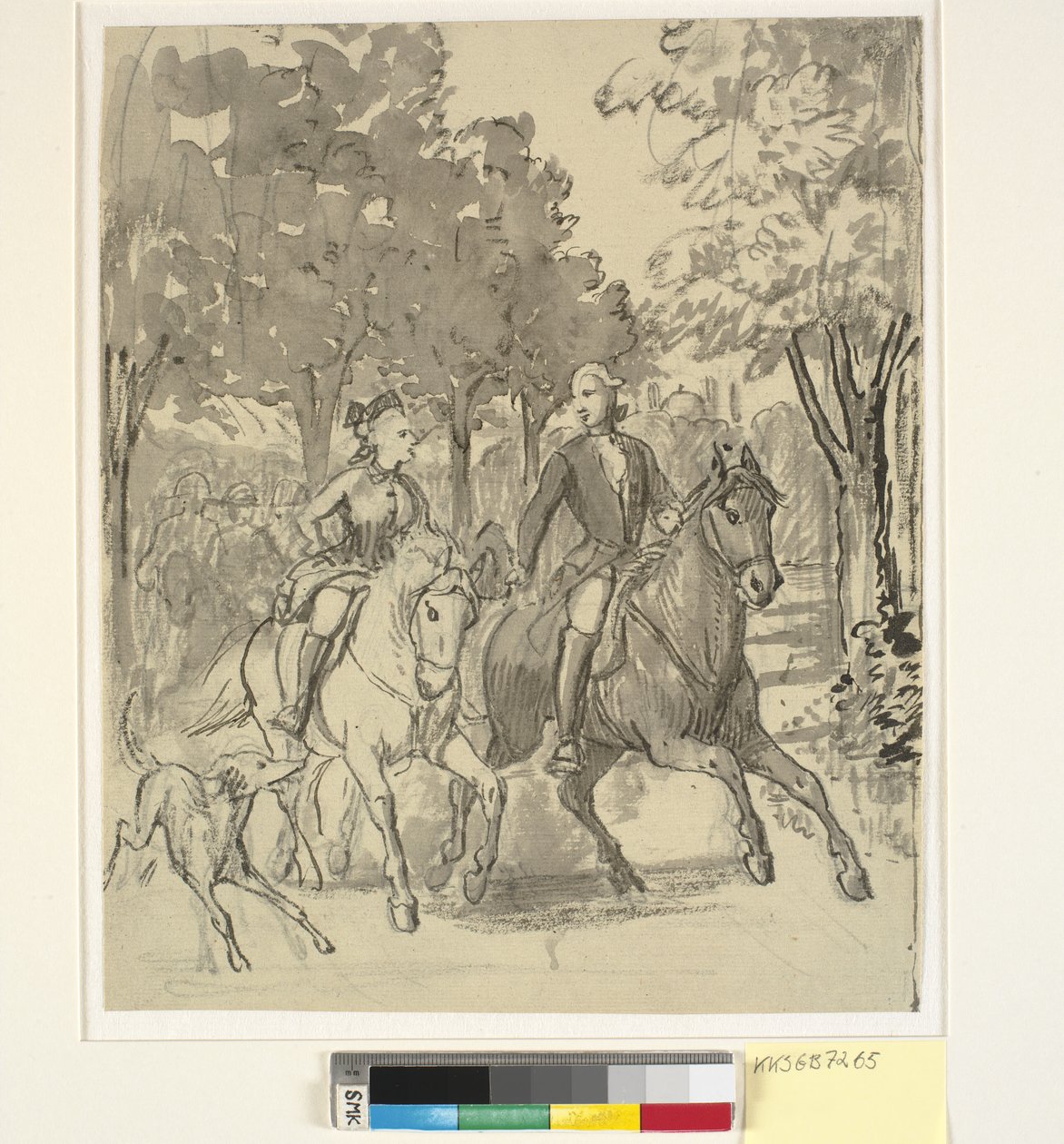 Caroline Mathilde és Struensee egy lovaglásra Hørsholmban alkotó: Wilhelm Marstrand
