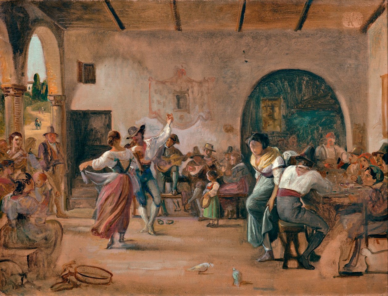 Tánc egy étteremben, 1860 körül (olaj, kártya) alkotó: Wilhelm Marstrand