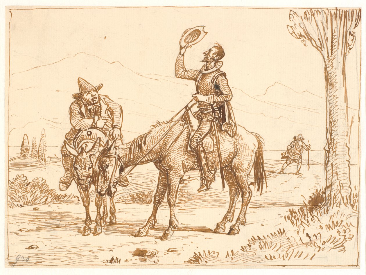 Don Quijote fontolóra veszi a sisakját alkotó: Wilhelm Marstrand