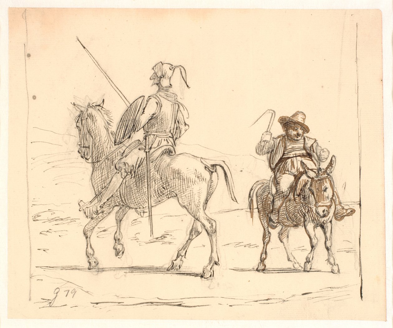 Don Quijote balra lovagol, Sancho Panza jobbra alkotó: Wilhelm Marstrand