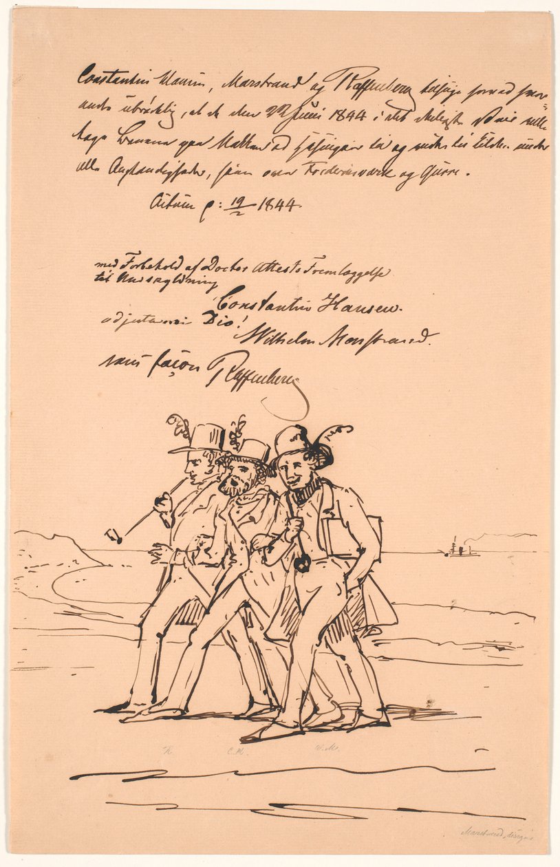 Marstrand, Constantin Hansen és Raffenberg sétálnak alkotó: Wilhelm Marstrand