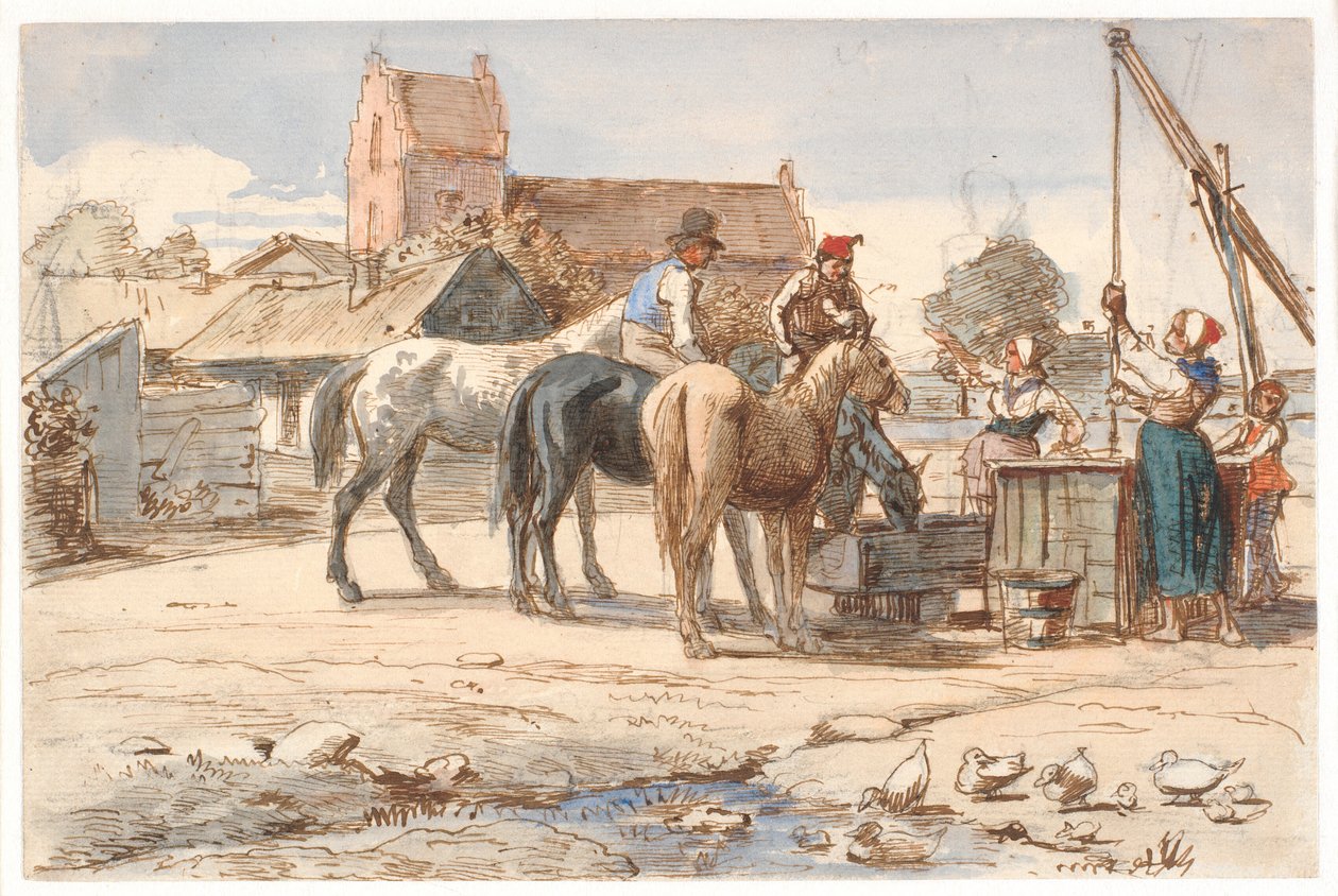 A falun kívüli kútnál alkotó: Wilhelm Marstrand
