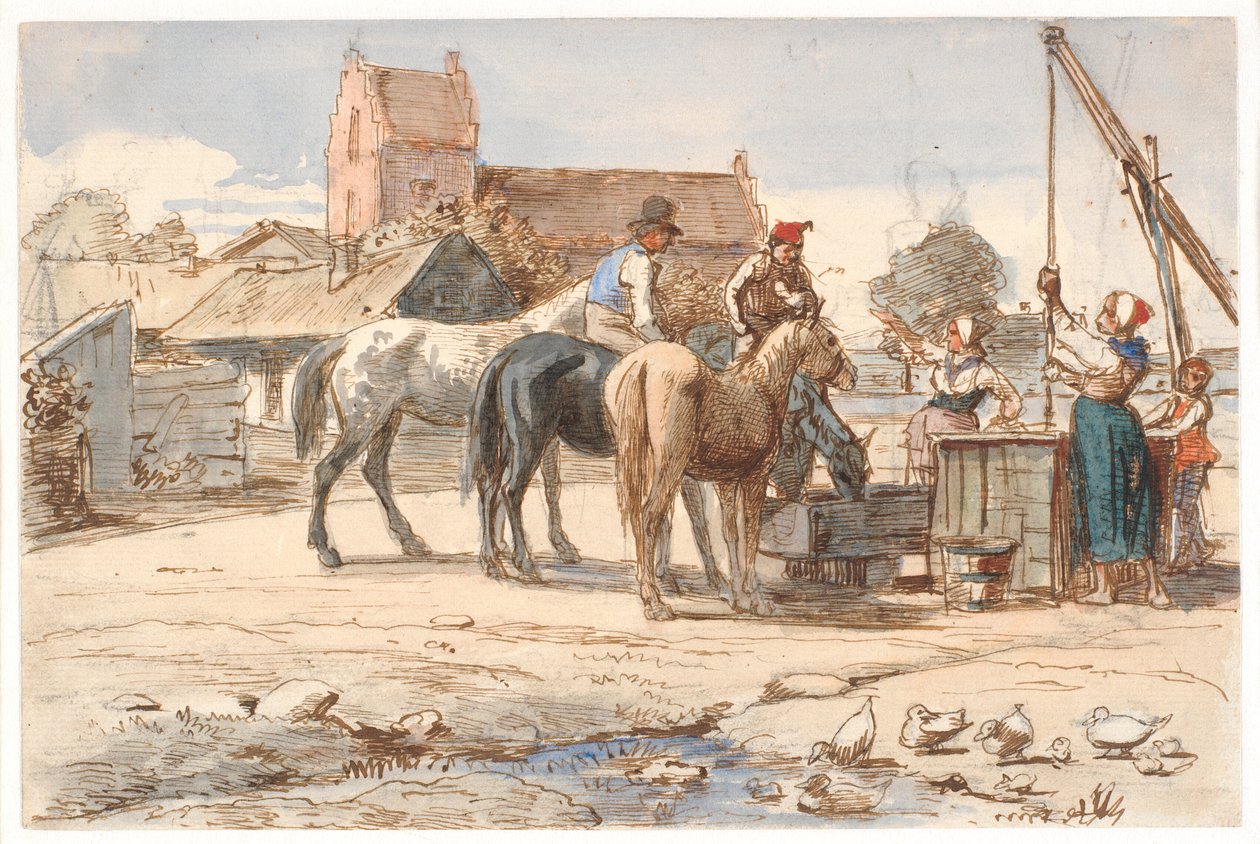 A falun kívüli kútnál alkotó: Wilhelm Marstrand
