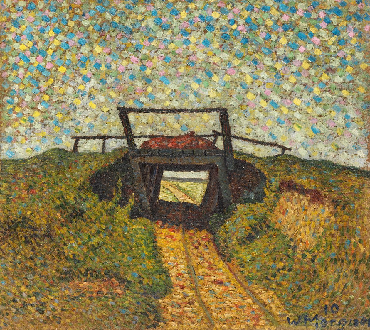 Táj egy kis híddal Soest közelében, 1910. alkotó: Wilhelm Morgner
