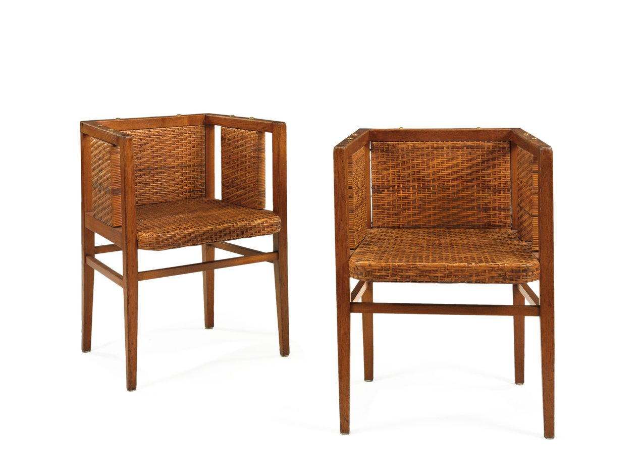 Pár fotel, 1902 körül (tölgy és rattan) alkotó: Wilhelm Schmidt