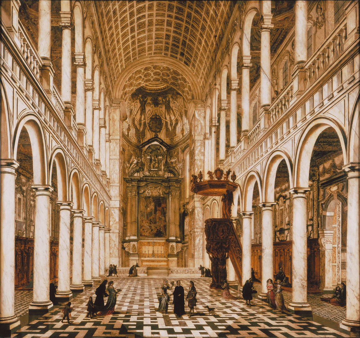 Az antwerpeni jezsuita templom belseje, 1668. alkotó: Wilhelm Schubert van Ehrenberg