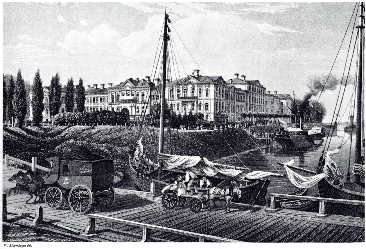 Kilátás a Mitau-kastélyra, c. 1850 alkotó: Wilhelm Siegfried Stavenhagen