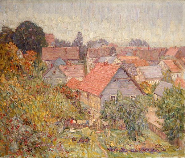 Kilátás a műterem ablakából, Willingshausen (olaj, vászon) alkotó: Wilhelm Thielmann