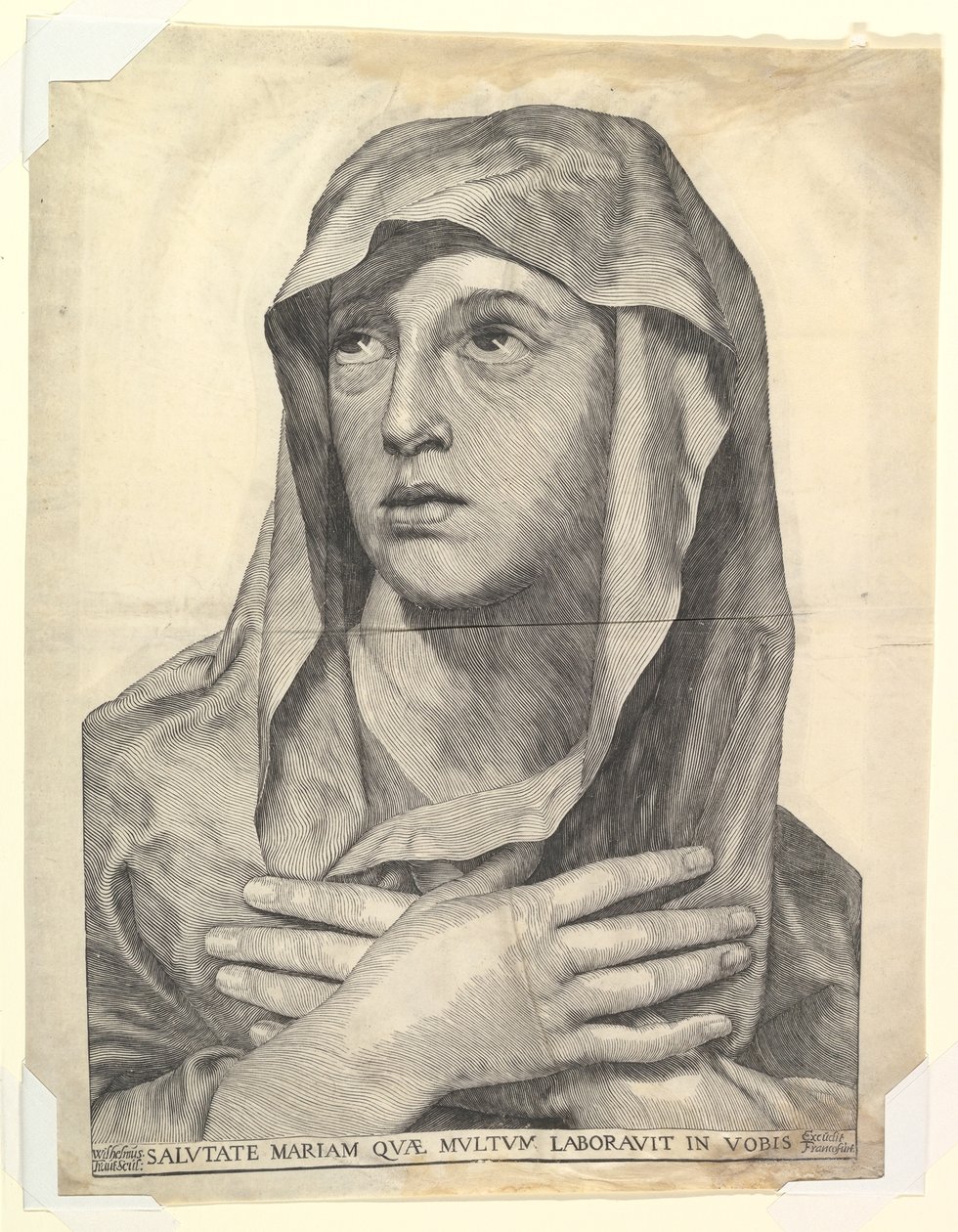 Mária mellszobra keresztbe tett kézzel.n.d. alkotó: Wilhelm Traut
