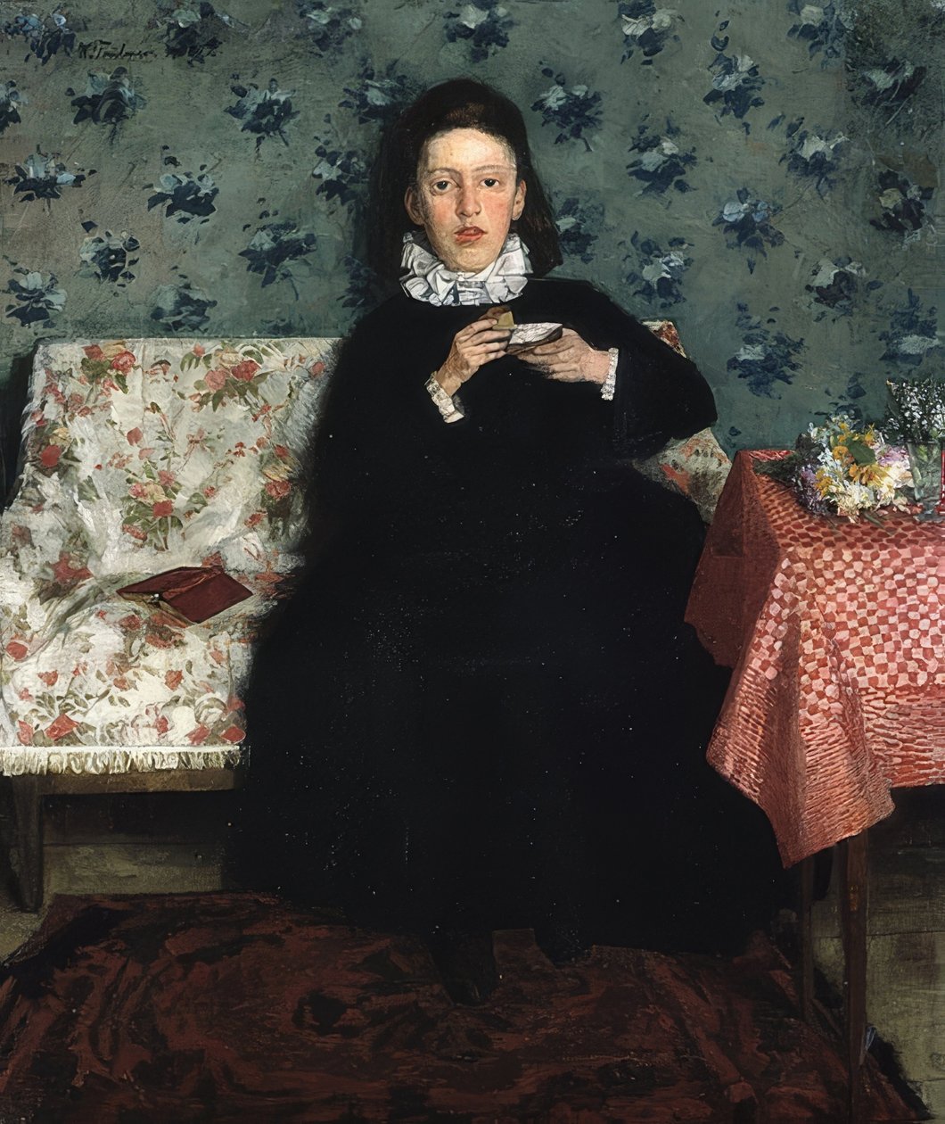 A kanapén. 1872 alkotó: Wilhelm Trübner
