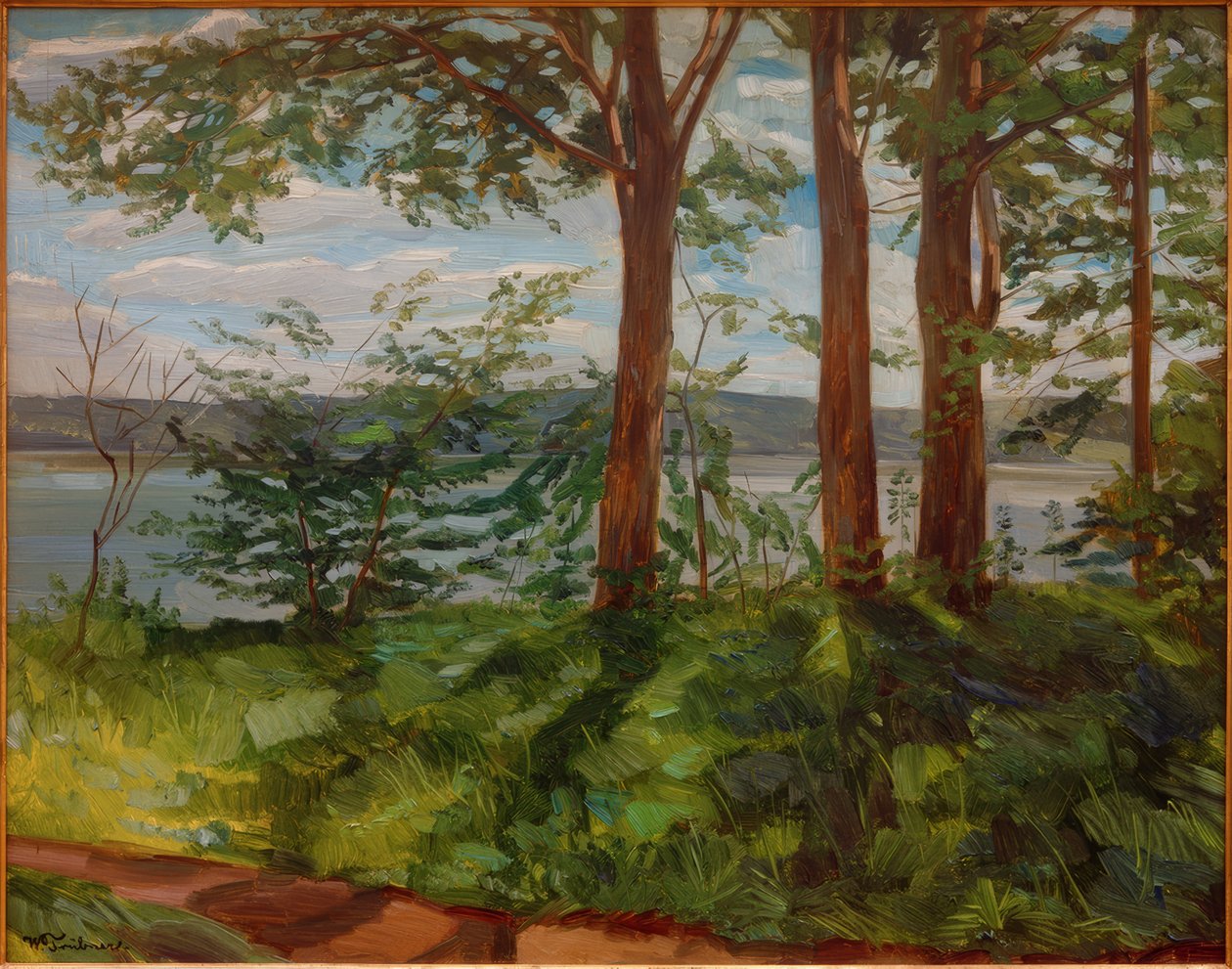 Táj a Starnberg-tónál három fával alkotó: Wilhelm Trübner