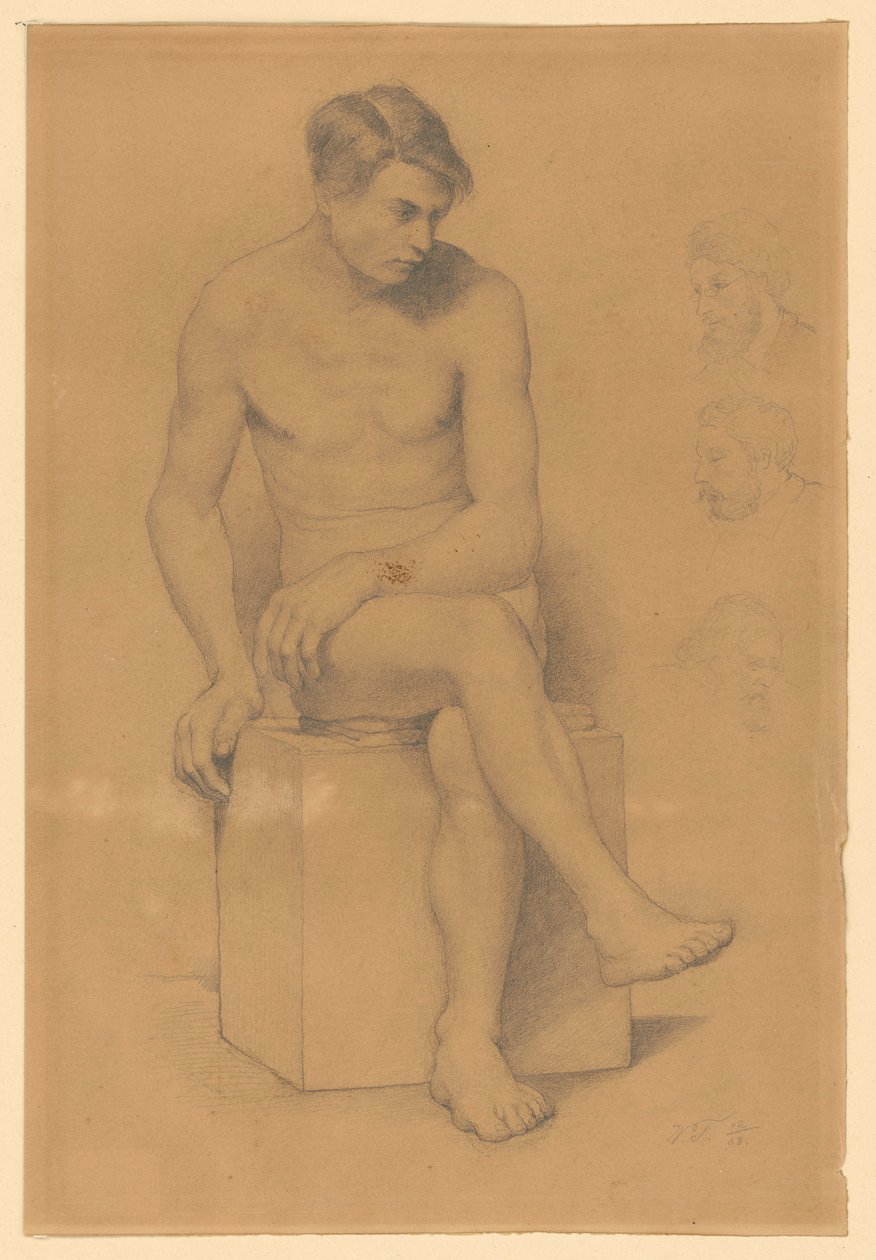 Férfi akt alkotó: Wilhelm Trübner
