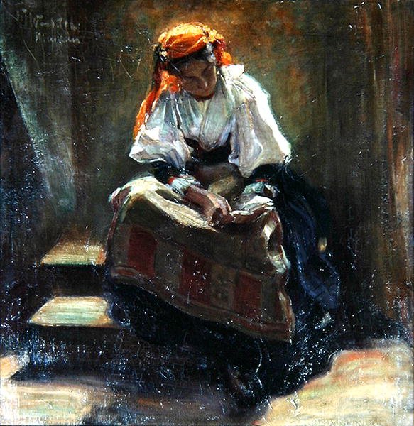 Lány könyvvel, 1900 körül (olaj, vászon) alkotó: Wilhelm Wachtel