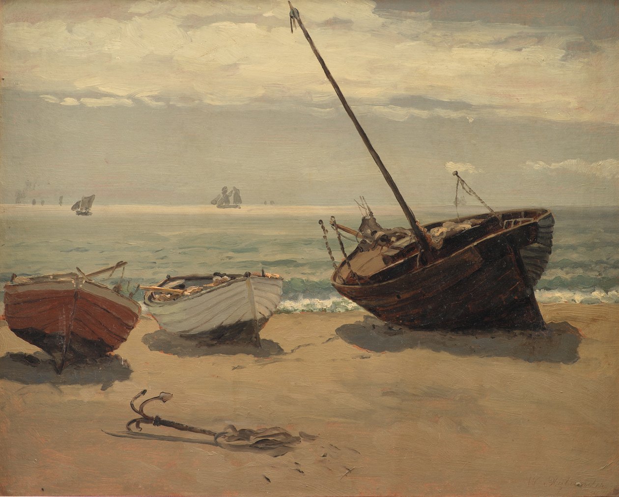 Hajók a tengerparton. Skagen alkotó: Wilhelm Xylander